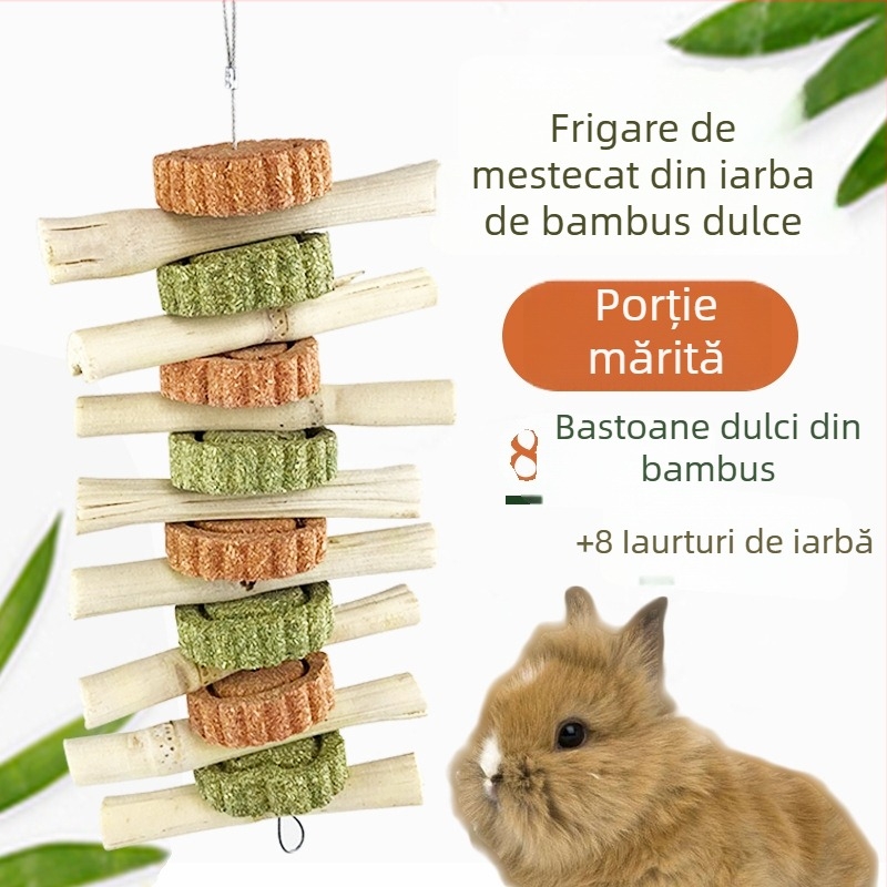 hrană uscată — jucărie de mestecat cu bețișoare dulci din bambus pentru iepuri, șinșile și porcușori de Guinea (Tip: hrană uscată; Stadiu aplicabil: universal; Brand: Carrot valley; Categoria produsului: hrană pentru animale de companie)