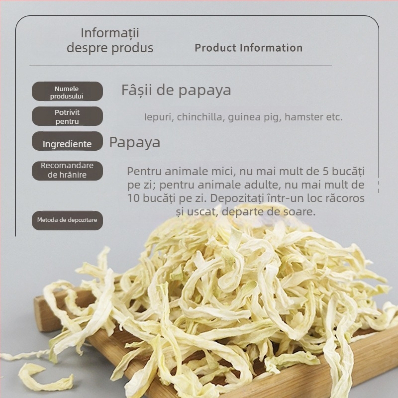 Carrot Valley fâșii de papaya – hrană uscată pentru animale de companie mici, 60 g / 500 g