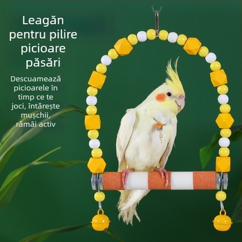 Set de jucării și accesorii pentru papagali – inel balansoar special pentru păsări, bețișor pentru șlefuirea ghearelor, imprimeu tigru, scară pentru cușcă, jucărie de ros (Origine: Shandong; Vârstă: Adult; Greutate: 10; Categorie: Animale de companie)