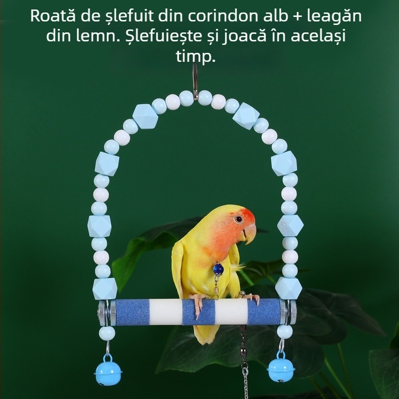 Set de jucării și accesorii pentru papagali – inel balansoar special pentru păsări, bețișor pentru șlefuirea ghearelor, imprimeu tigru, scară pentru cușcă, jucărie de ros (Origine: Shandong; Vârstă: Adult; Greutate: 10; Categorie: Animale de companie)