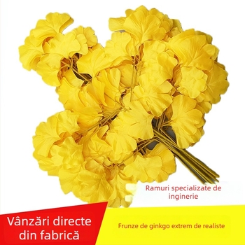 Gryn ramură de ginkgo cu flori de mătase – turnare prin injecție, pentru decor exterior și recuzită foto