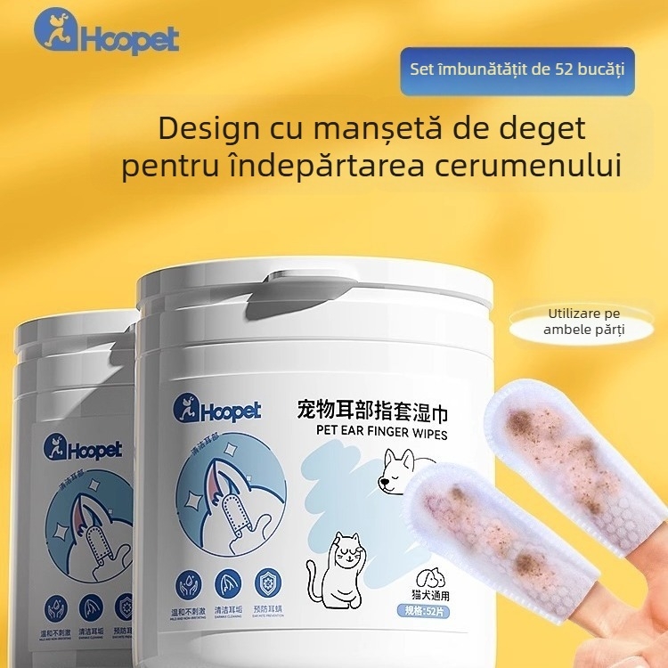 Șervețele umede pentru curățarea urechilor la animale de companie (câini și pisici) – elimină cerumen, țesătură nețesută