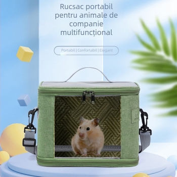 Geantă outdoor pentru hamster, portabilă și respirabilă, material Oxford + PU
