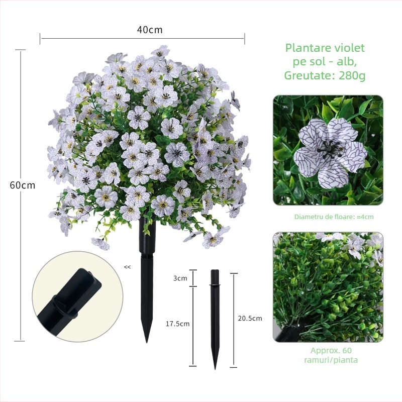 Plantă bonsai violetă simulată în ghiveci, din plastic, turnare prin injecție, varietăți violetă și lavandă, pentru decor interior, nunți și recuzită foto