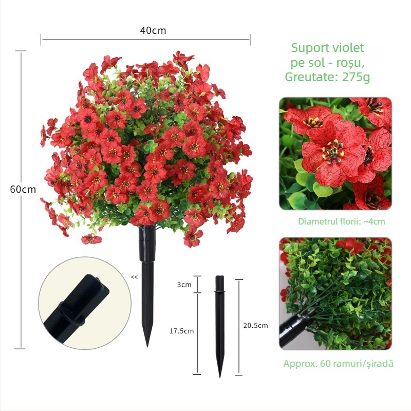 Plantă bonsai violetă simulată în ghiveci, din plastic, turnare prin injecție, varietăți violetă și lavandă, pentru decor interior, nunți și recuzită foto