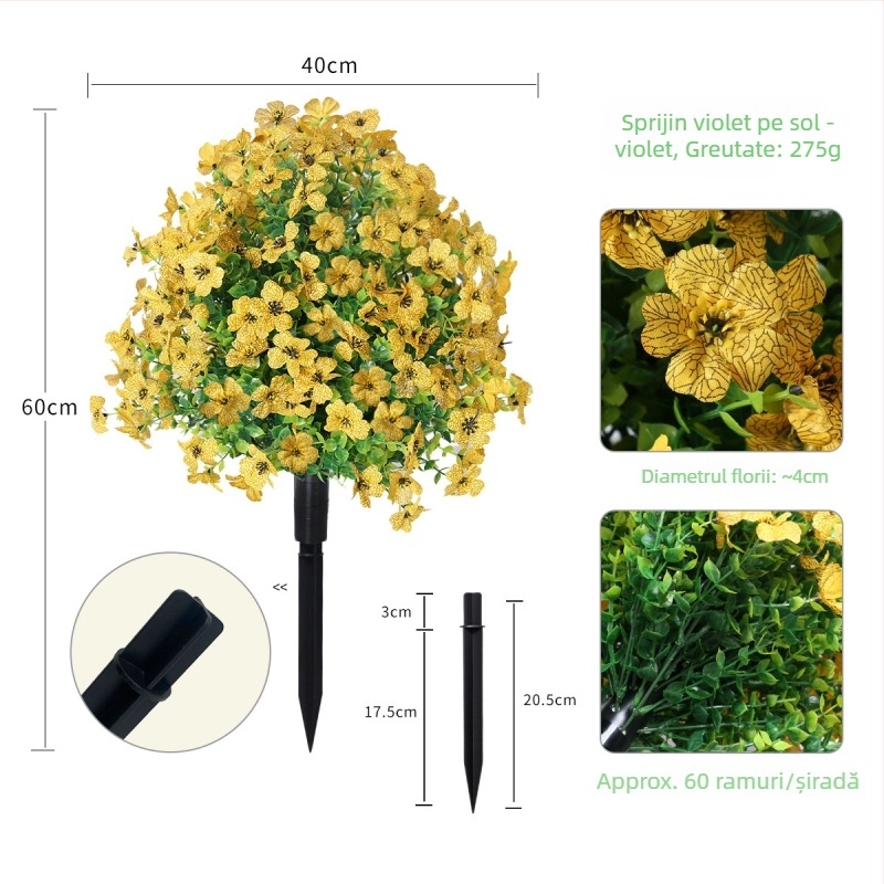 Plantă bonsai violetă simulată în ghiveci, din plastic, turnare prin injecție, varietăți violetă și lavandă, pentru decor interior, nunți și recuzită foto