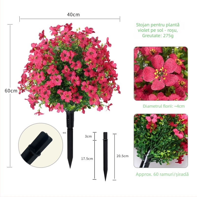 Plantă bonsai violetă simulată în ghiveci, din plastic, turnare prin injecție, varietăți violetă și lavandă, pentru decor interior, nunți și recuzită foto