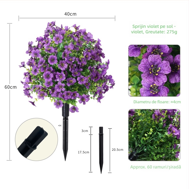 Plantă bonsai violetă simulată în ghiveci, din plastic, turnare prin injecție, varietăți violetă și lavandă, pentru decor interior, nunți și recuzită foto