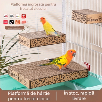 Jucărie pentru papagal din carton cu platformă pentru șlefuirea ciocului – accesorii pentru cușcă Chengxi