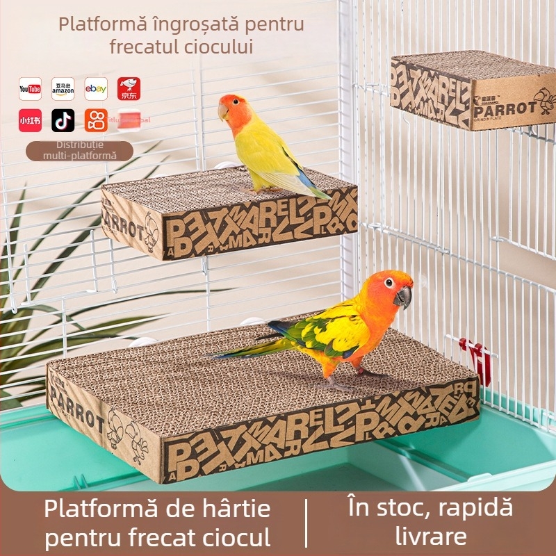Jucărie pentru papagal din carton cu platformă pentru șlefuirea ciocului – accesorii pentru cușcă Chengxi