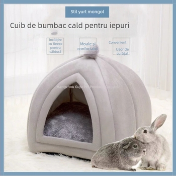 Cuib pentru animale de mici – material din pânză, interior plușat, căldură de iarnă pentru iepuri, purcei de Guinea și chinchile