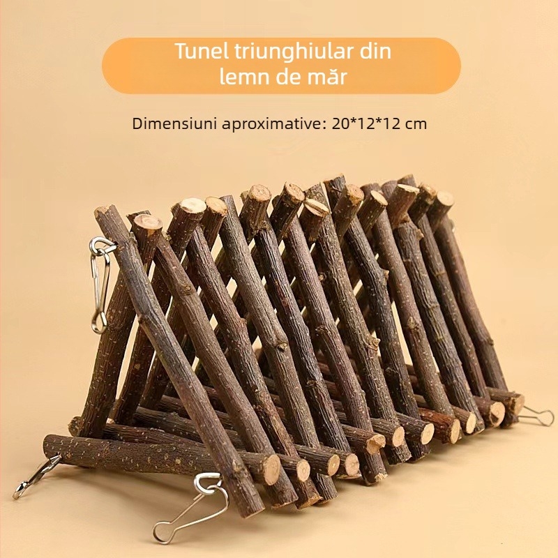 Jucărie de alpinism pentru hamster, cu ramură din lemn de măr și scară, pentru hamsterul sirian