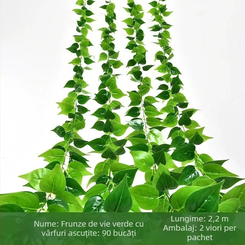 Verdea artificială: frunze pothos, rattan și Turtle Back pentru decor de perete; Material: plastic; Procese: șablonare, relief, turnare prin injecție; Utilizare: nunți, exterior, recuzită fotografică, decor de casă