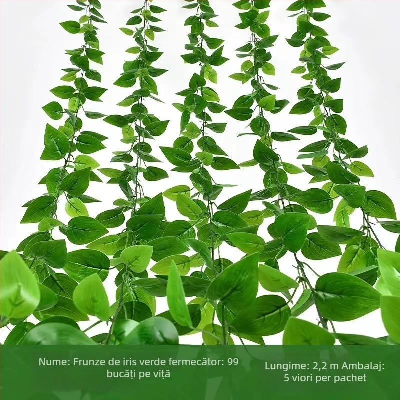 Verdea artificială: frunze pothos, rattan și Turtle Back pentru decor de perete; Material: plastic; Procese: șablonare, relief, turnare prin injecție; Utilizare: nunți, exterior, recuzită fotografică, decor de casă