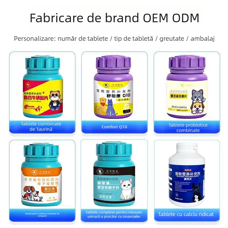 Supliment de sănătate pentru animale de companie: tablete multivitaminice cu probiotice pentru pisici, câini, animale mici și reptile; controlul baloanelor de păr; ambalaj cu 200 de bucăți