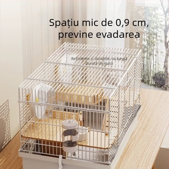 Cușcă metalică pentru hamster, cu două compartimente independente, design împărțit, marca Xingxingwen, potrivită pentru toate sezoanele.