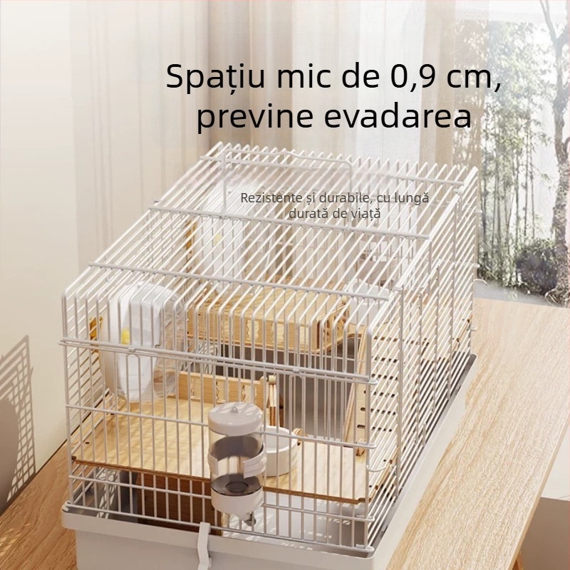 Cușcă metalică pentru hamster, cu două compartimente independente, design împărțit, marca Xingxingwen, potrivită pentru toate sezoanele.