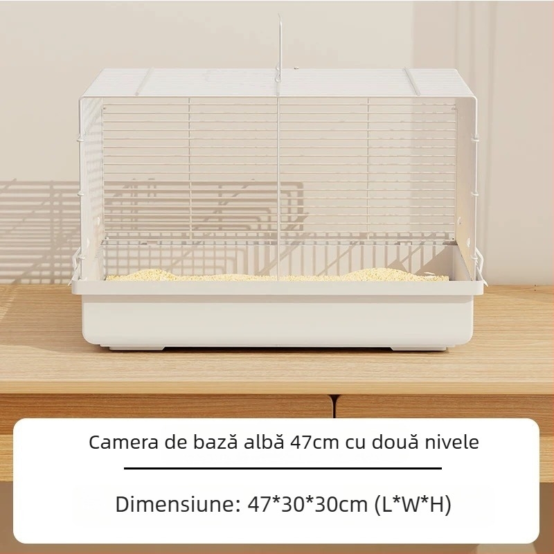Cușcă metalică pentru hamster, cu două compartimente independente, design împărțit, marca Xingxingwen, potrivită pentru toate sezoanele.