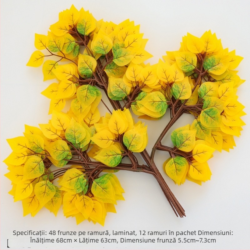 Ramuri simulate cu frunze de mesteacăn, flori de mătase, turnare prin injecție, pentru nunți, accesorii de fotografiere și decor în casă