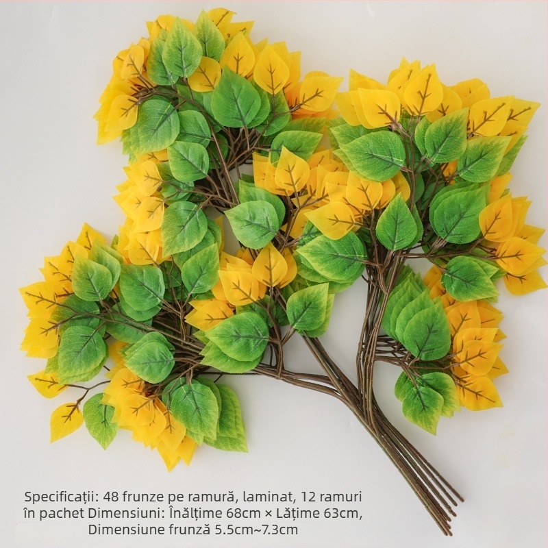 Ramuri simulate cu frunze de mesteacăn, flori de mătase, turnare prin injecție, pentru nunți, accesorii de fotografiere și decor în casă