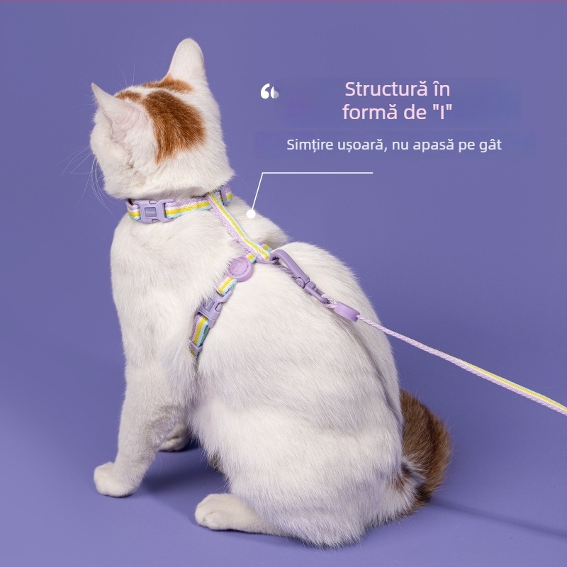 Hamă pentru pisici cu lesă – stil vestă pentru piept, reglabil, anti-evadare, material textil