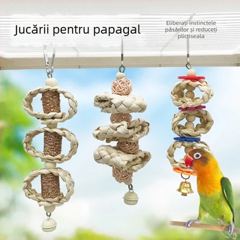 Jucărie de mestecat pentru papagal, material din coji de porumb, design suspendat cu șnur, pentru erupția dinților și îmbogățirea păsărilor, Radish Valley