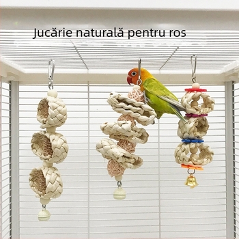 Jucărie de mestecat pentru papagal, material din coji de porumb, design suspendat cu șnur, pentru erupția dinților și îmbogățirea păsărilor, Radish Valley