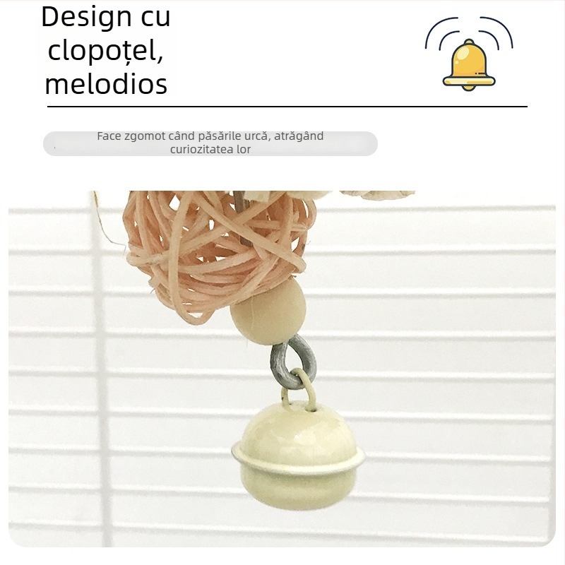 Jucărie de mestecat pentru papagal, material din coji de porumb, design suspendat cu șnur, pentru erupția dinților și îmbogățirea păsărilor, Radish Valley