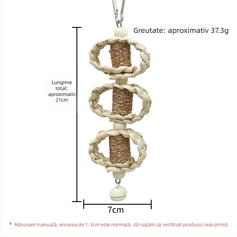 Jucărie de mestecat pentru papagal, material din coji de porumb, design suspendat cu șnur, pentru erupția dinților și îmbogățirea păsărilor, Radish Valley
