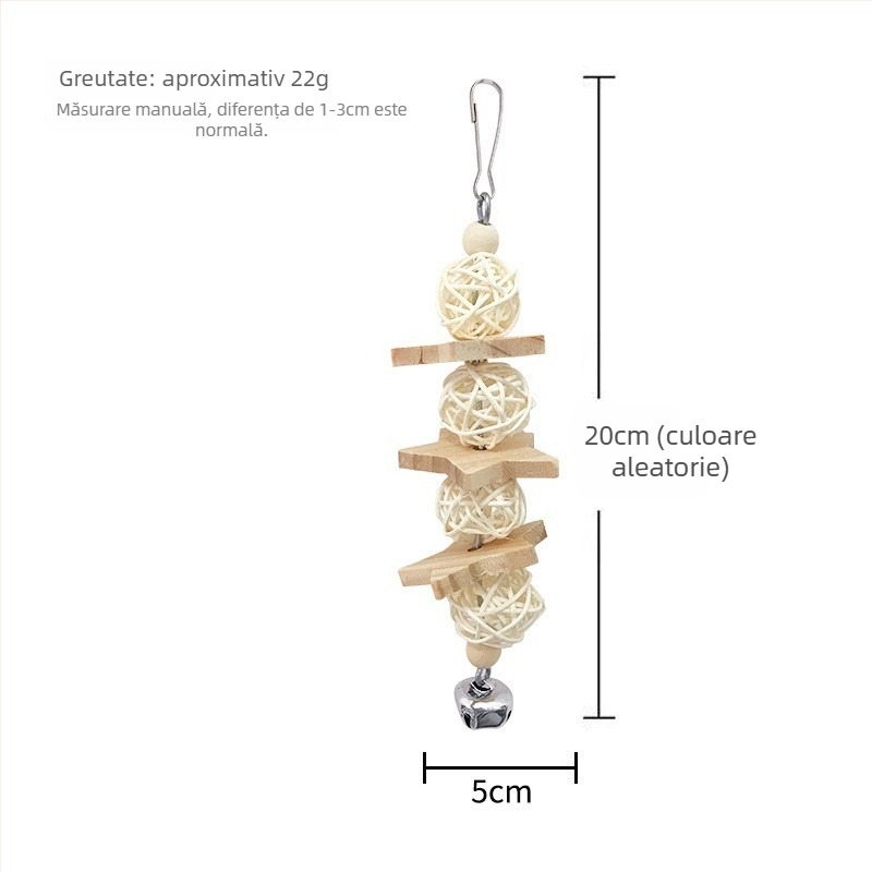 Jucărie de mestecat pentru papagal, material din coji de porumb, design suspendat cu șnur, pentru erupția dinților și îmbogățirea păsărilor, Radish Valley