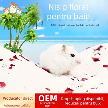Nisip de baie pentru hamsteri cu petale de flori – elimină mirosurile, unelte de igienă pentru animale de companie (Origine: Shandong; Importat: Nu; Mărci private: Da; Categoria: Unelte de igienă pentru animale de companie)