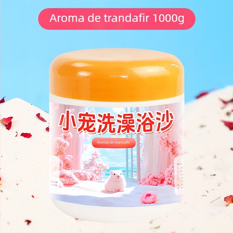 Nisip de baie pentru hamsteri cu petale de flori – elimină mirosurile, unelte de igienă pentru animale de companie (Origine: Shandong; Importat: Nu; Mărci private: Da; Categoria: Unelte de igienă pentru animale de companie)