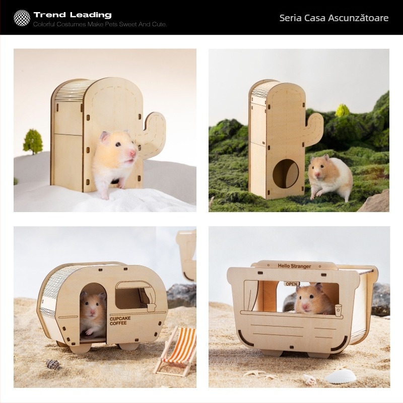 Casă-labirint din lemn pentru hamster cu mai multe camere și cuib - Material: plăci stratificate, acrilic; Brand: Meow wang ye; Categorie: Unelte pentru îngrijirea animalelor de companie