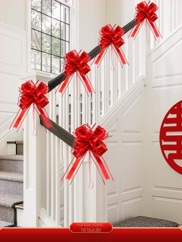 Set decorare balustradă scară de nuntă din material nețesut, cu panglică și flori; pentru nunți; decor spațiu; brand Orange Nuoyi Bai