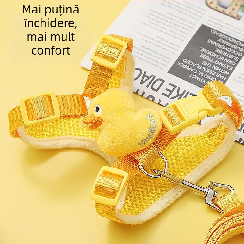 Lesă pentru pisici cu ham reglabil din nylon – antievadare pentru plimbări cu pisici