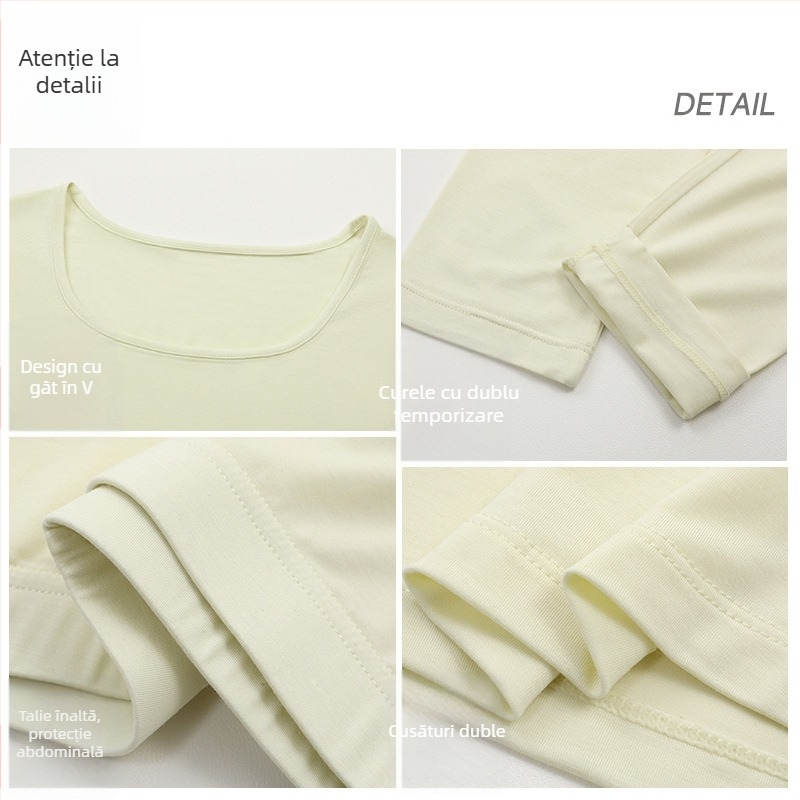 Set termic din modal pentru bază, femei – subțire, strat unic, încălzire, antibacterian, 51,5% modal