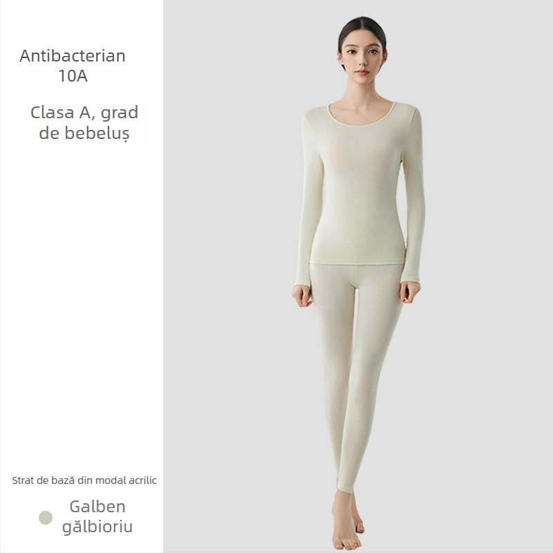 Set termic din modal pentru bază, femei – subțire, strat unic, încălzire, antibacterian, 51,5% modal