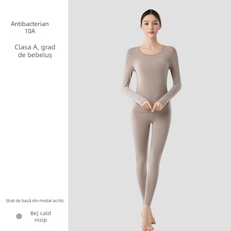 Set termic din modal pentru bază, femei – subțire, strat unic, încălzire, antibacterian, 51,5% modal