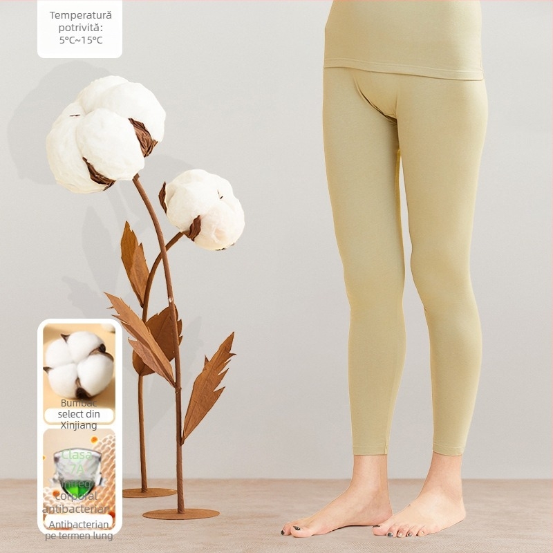 Set termic pentru femei, 95% bumbac, antibacterian, guler rotund, top pulover