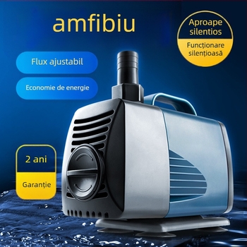 Pompa submersibilă pentru acvariu, cu aspirație laterală, circulație și filtrare, design amfibiu, foarte silențioasă