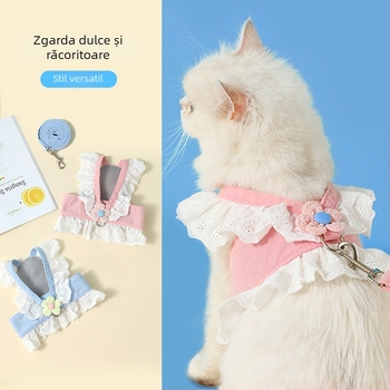 Hamă toracică pentru pisică, lesă din poliester