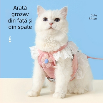 Hamă toracică pentru pisică, lesă din poliester