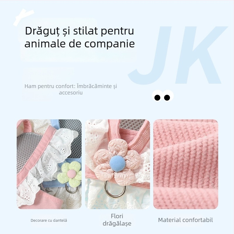 Hamă toracică pentru pisică, lesă din poliester