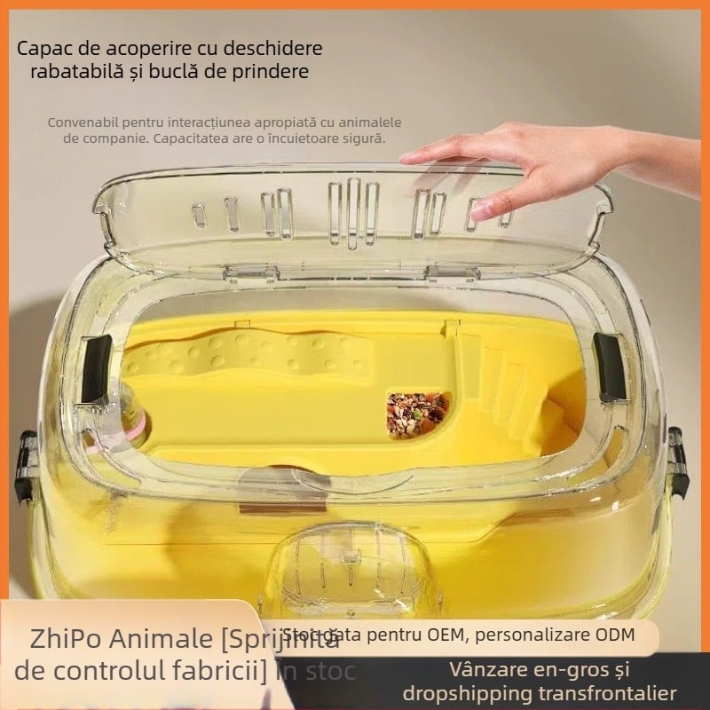 Cușcă pentru hamster, material PP, formă dreptunghiulară, design detașabil, stil desen animat