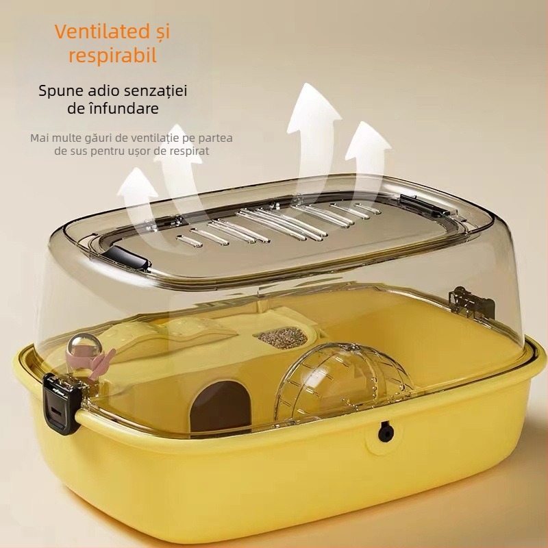 Cușcă pentru hamster, material PP, formă dreptunghiulară, design detașabil, stil desen animat