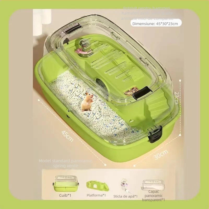 Cușcă pentru hamster, material PP, formă dreptunghiulară, design detașabil, stil desen animat