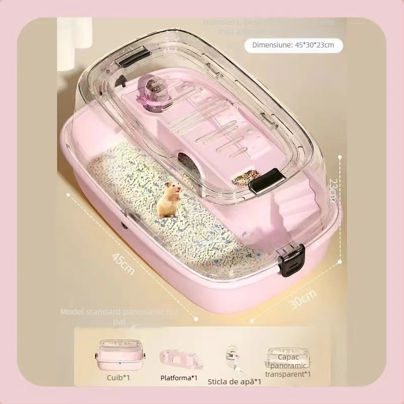 Cușcă pentru hamster, material PP, formă dreptunghiulară, design detașabil, stil desen animat