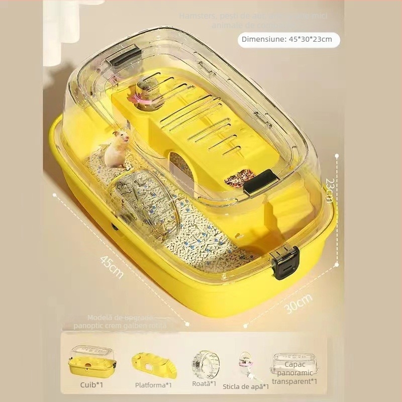 Cușcă pentru hamster, material PP, formă dreptunghiulară, design detașabil, stil desen animat