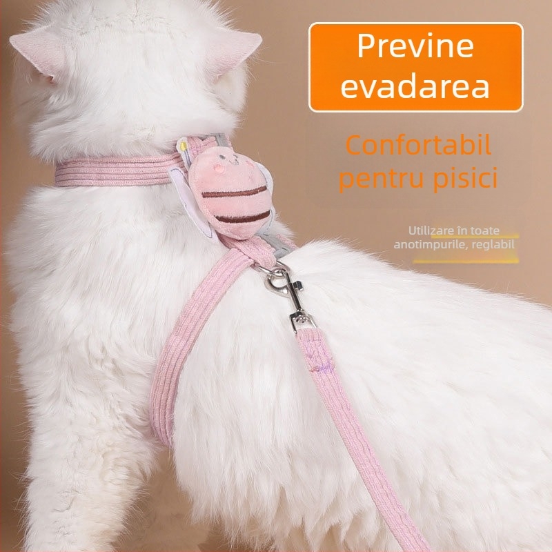 Hartley hamă pentru pisici din nylon, în formă I, cu lesă, extensibilă