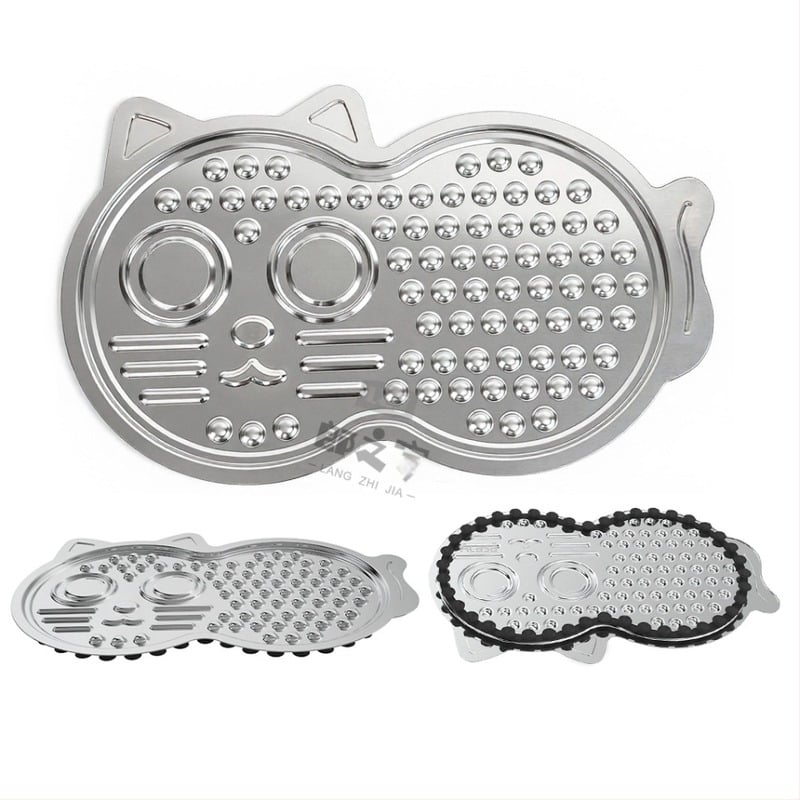 Placă de lins din oțel inoxidabil pentru animale, tavă cu alimentare lentă pentru pisici și câini, design anti-sufocare, Lang's House